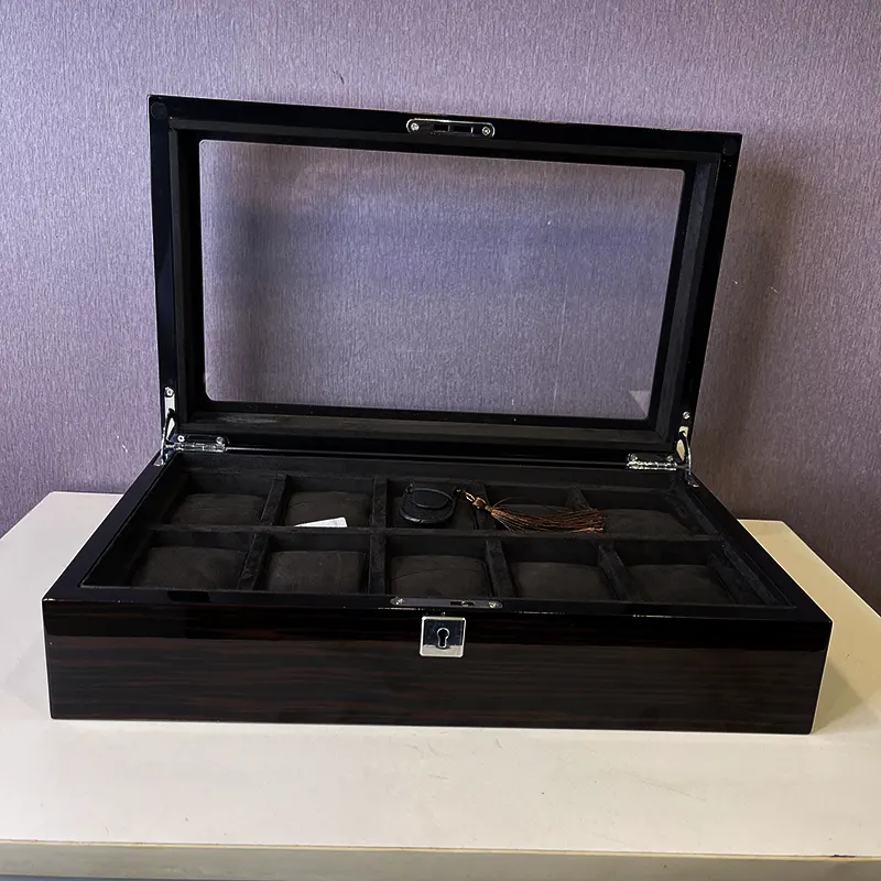 Wooden Premium 10 Slots Black Watch Organizer Box & Gift Case